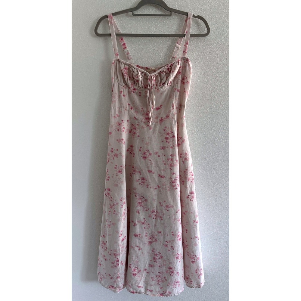 Sim & Sam Midi Dress Womens Medium Floral Sweetheart Preppy Coquette‎ Milkmaid
